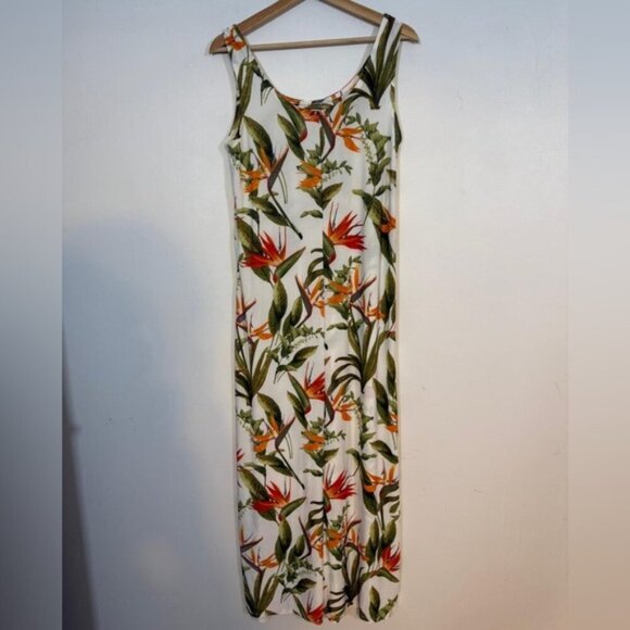 2Dye4 Tropical Floral Maxi Dress – White with Orange & Green Print – Women’s - M - Picture 2 of 13